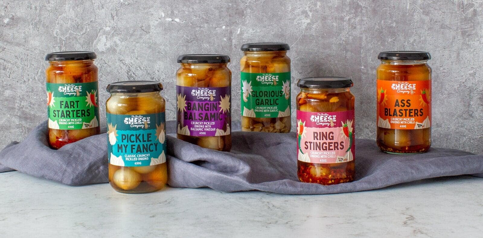 A range of pickled onion jars